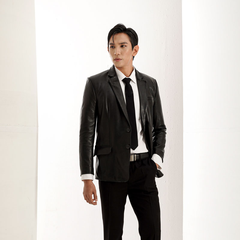 Áo Khoác Da Nam Kiểu Áo Vest 2 Nút 10
