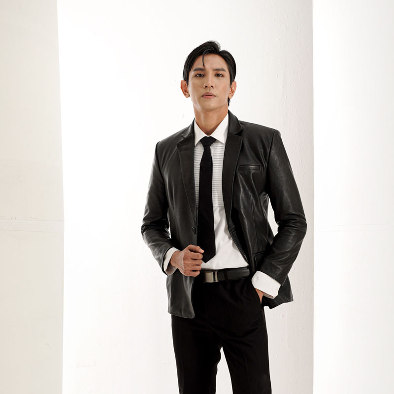 Áo Khoác Da Nam Kiểu Áo Vest 2 Nút 8