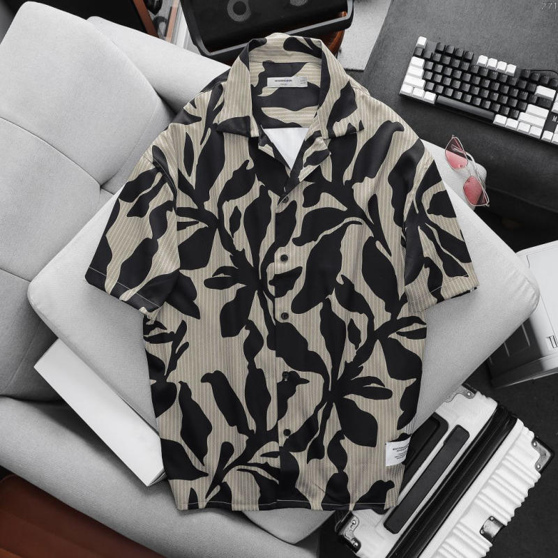 Áo Sơ Mi Cuban Abstract Leaf Pattern dành cho Nam