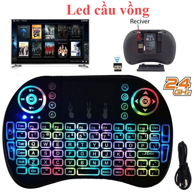 Bàn phím kiêm chuột mini cảm ứng không dây I8 cho Ps4, Google, Android, Tv Box, chơi game