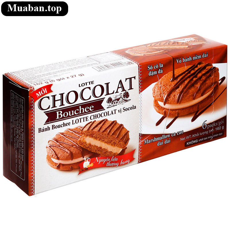 Bánh bouchee Lotte Chocolat socola hộp 162g 6 cái