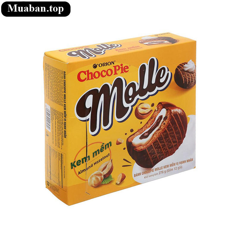 Bánh Choco pie Molle kem mềm vị hạnh nhân hộp 276g 12 cái