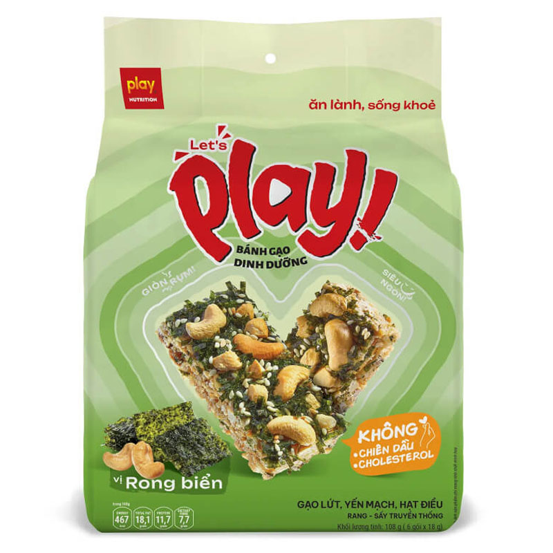 Bánh gạo vị rong biển Play Nutrition gói 108g