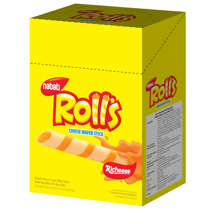 Bánh quế nhân phô mai Nabati Roll’s hộp 120g