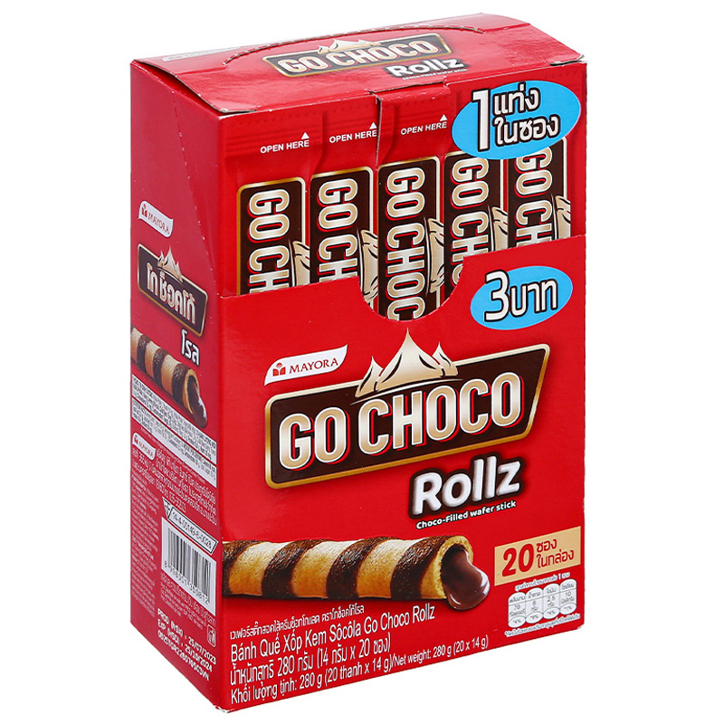 Bánh quế vị socola Go Choco Rollz hộp 280g