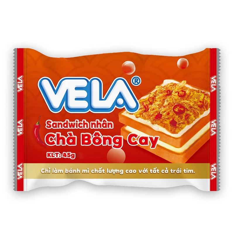 Bánh sandwich nhân chà bông cay Vela gói 45g