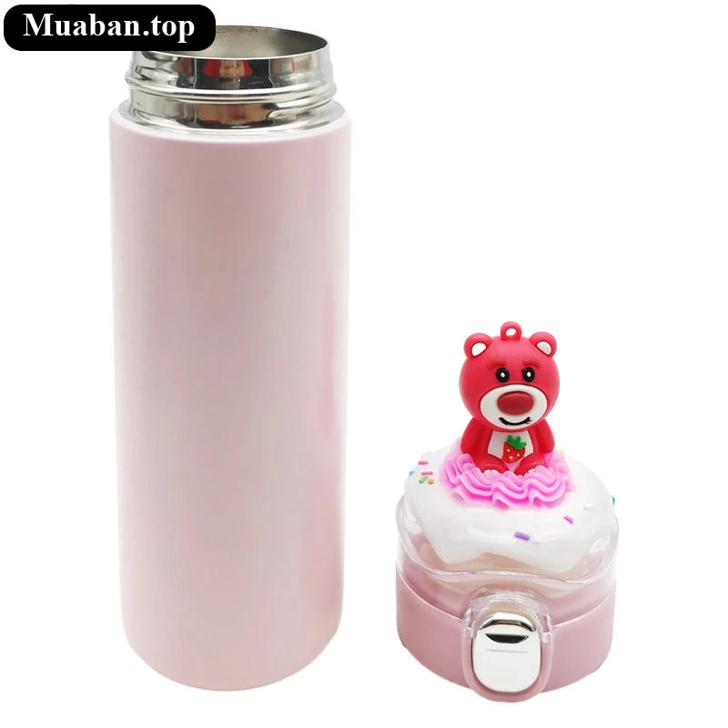 Bình Nước Inox Giữ Nhiệt Đầu Thú ZY Màu Hồng 3