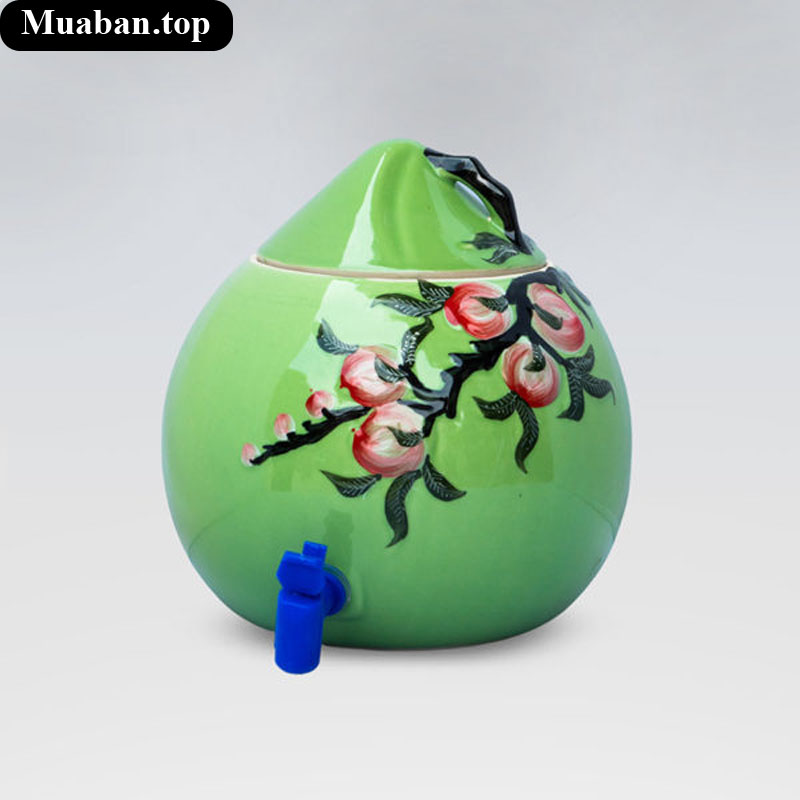 Bình sứ đựng nước hình quả dừa xanh 5 lít