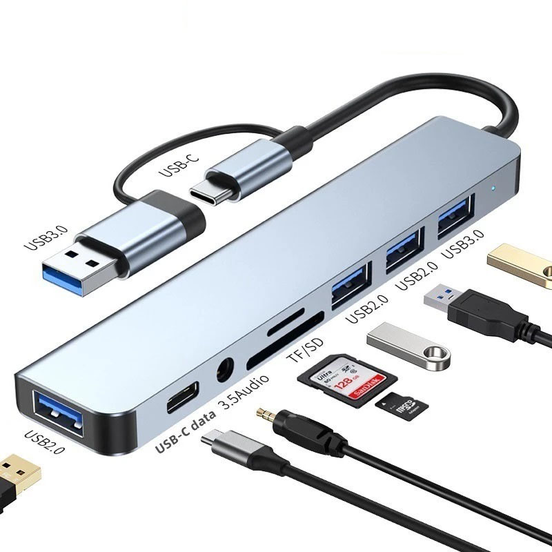 Bộ chuyển đổi 8 trong 2 dành cho USB và Type C