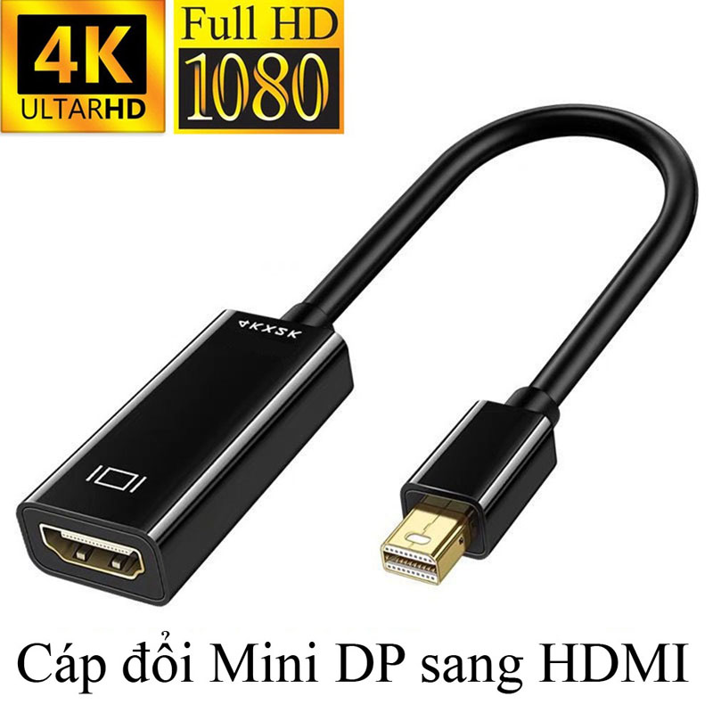 Cáp chuyển đổi DP Mini sang cổng cái HDMI chuẩn HD 4K 1080p dành cho TV máy chiếu máy tính