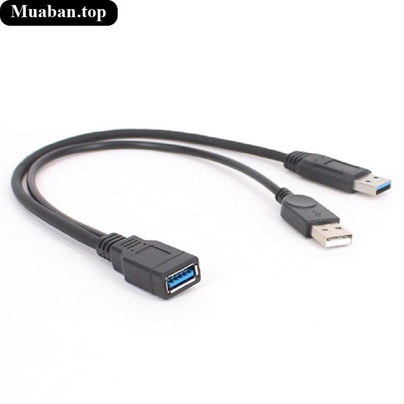 Cáp sạc chuyển đổi 1 cổng cái USB sang 2 cổng đực