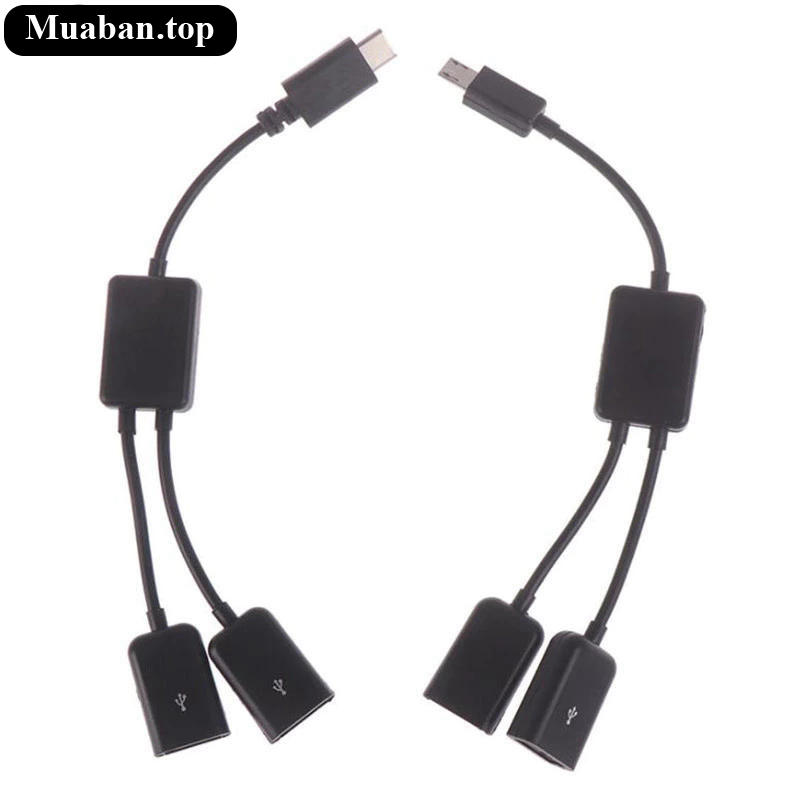 Dây cáp chia cổng Micro USB và Type C ra 2 cổng USB