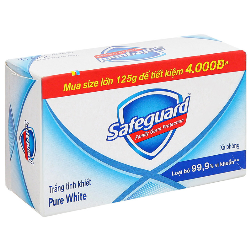 Hộp 1 cục xà bông Safeguard Pure White diệt khuẩn 115g