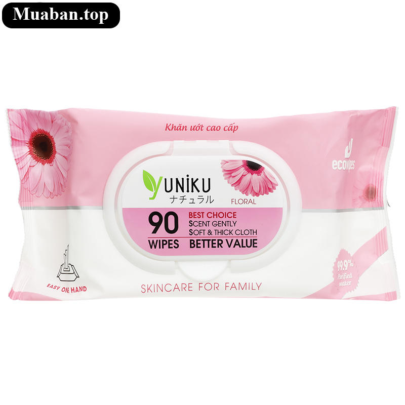 Khăn ướt Yuniku hương hoa gói 90 miếng