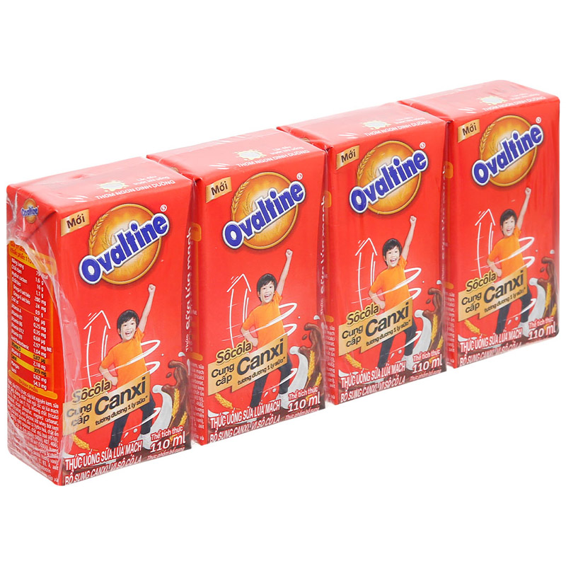 Lốc 4 hộp Sữa lúa mạch socola Ovaltine 110ml