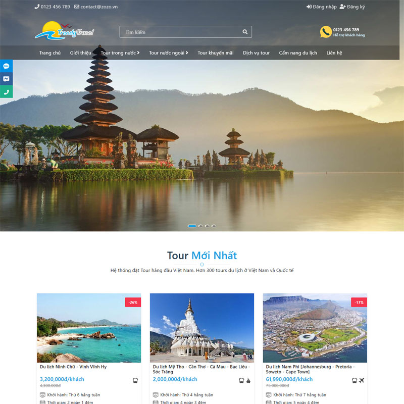 Mẫu giao diện website giới thiệu tour du lịch Trendy dành cho WordPress