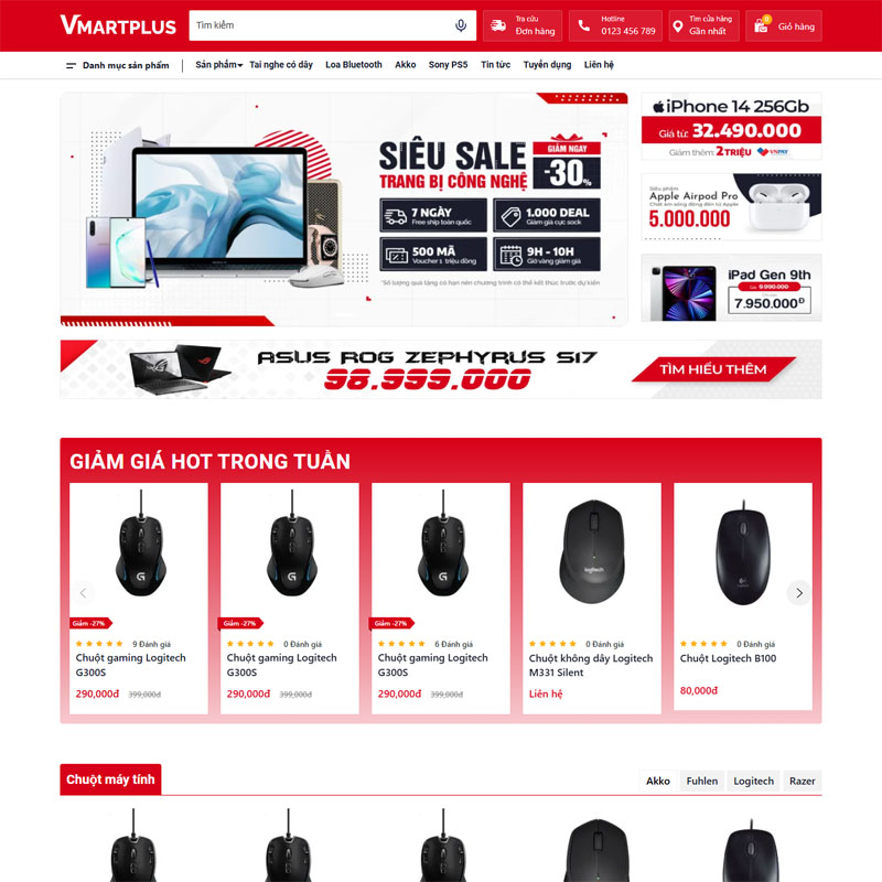 Mẫu giao diện website kinh doanh điện tử VmaxPlus dành cho WordPress