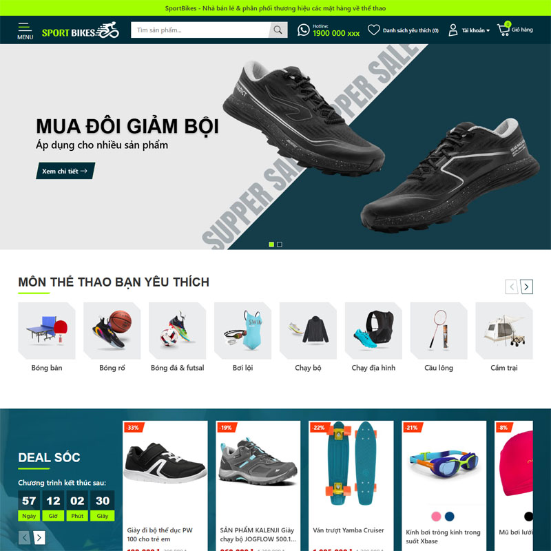 Mẫu giao diện website kinh doanh đồ thể thao Sportbikes dành cho WordPress