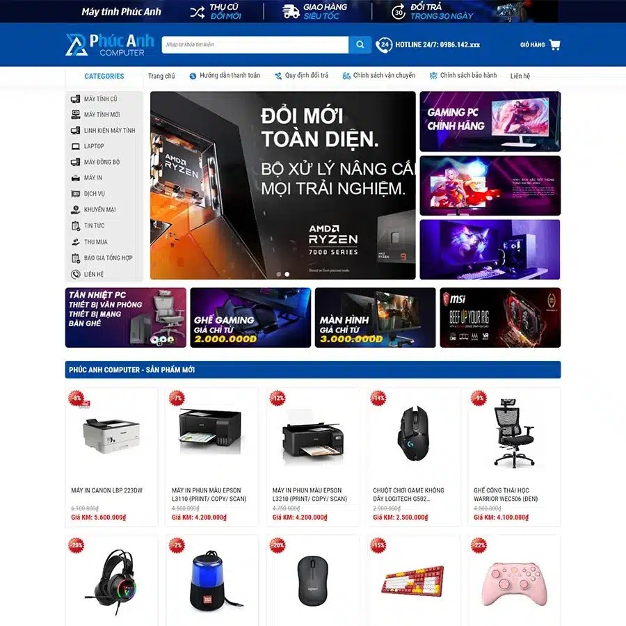 Mẫu giao diện website Theme WordPress bán máy tính 4 đẹp chuẩn seo