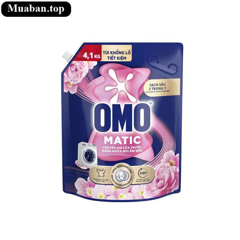 Nước giặt OMO Matic cửa trước ngăn mùi ẩm mốc túi 4.1kg