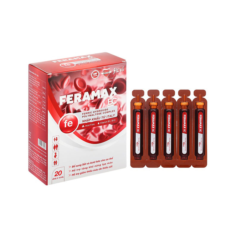 Ống uống Feramax BC bổ sung sắt và acid folic cho cơ thể hộp 20 ống x 10ml