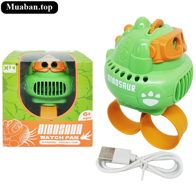 Quạt Đeo Tay Mini Halo Cool MT638385 Khủng Long Xanh Lá