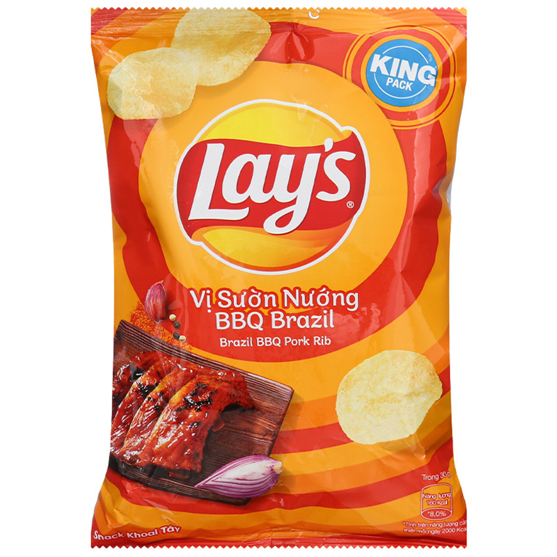 Snack khoai tây vị sườn nướng BBQ Brazil Lay’s gói 54g