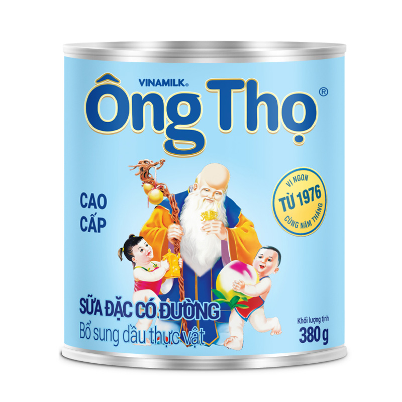 Sữa đặc có đường Ông Thọ Trắng nhãn xanh lon 380g