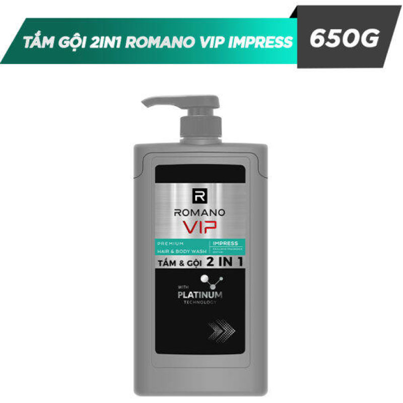 Tắm gội 2 trong 1 Romano Vip Impress hương nước hoa 650g