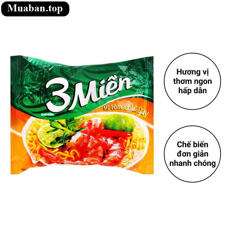 Thùng 30 gói mì 3 Miền tôm chua cay 65g 7