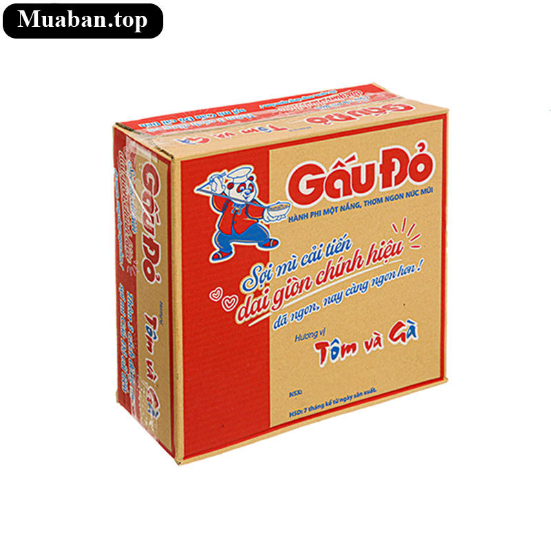 Thùng 30 gói mì Gấu Đỏ tôm và gà 63g