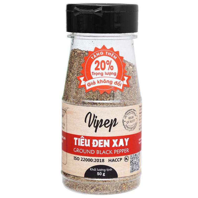 Tiêu đen xay Vipep hũ nhựa 50g