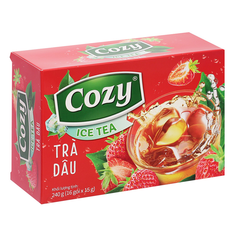 Trà dâu Cozy Ice Tea hộp 240g 16 gói x 15g