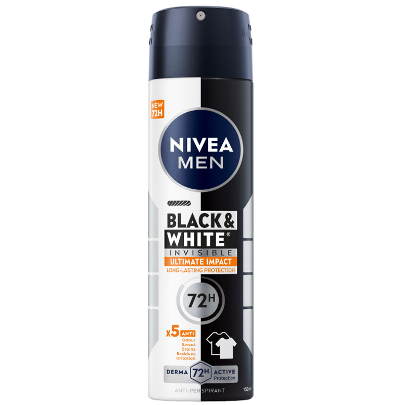 Xịt khử mùi Nivea Men Black & White Invisible ngăn ố vàng 150ml