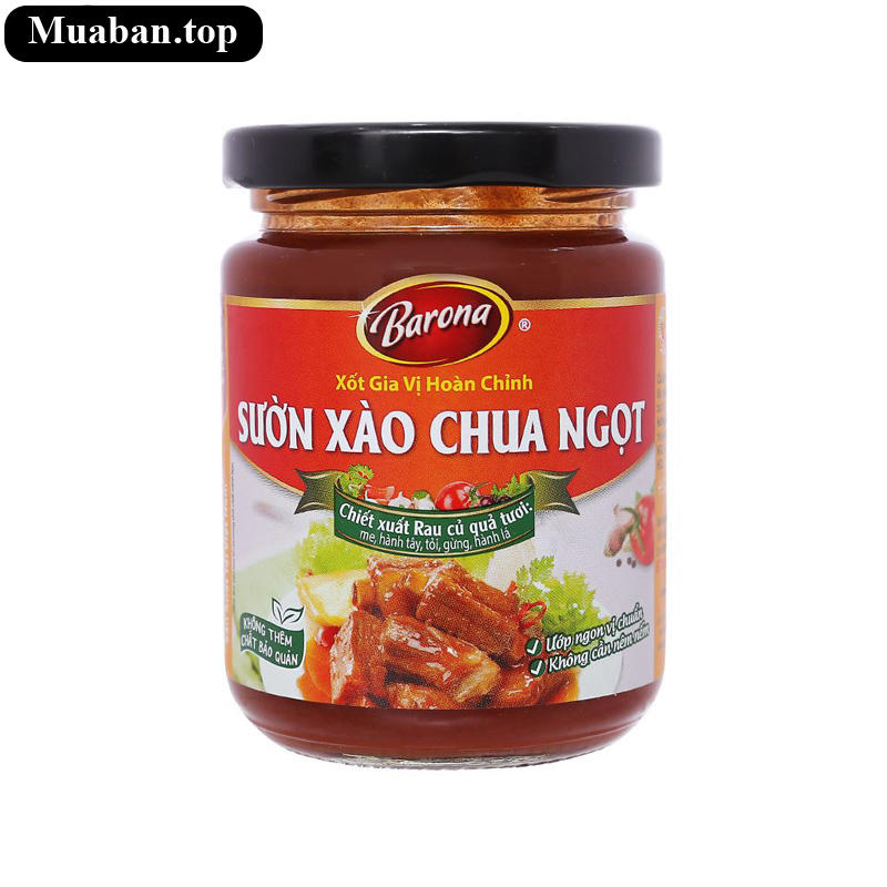 Xốt gia vị hoàn chỉnh sườn xào chua ngọt Barona hũ 260g