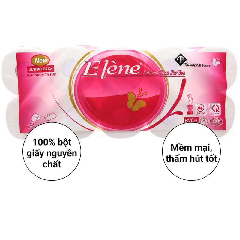 10 cuộn giấy vệ sinh Elène hồng 3 lớp