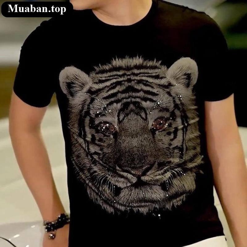 Áo thun cotton hình hổ phong cách lịch lãm 2