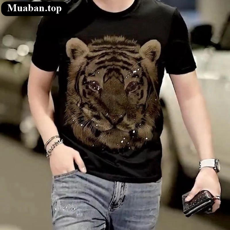 Áo thun cotton hình hổ phong cách lịch lãm 3