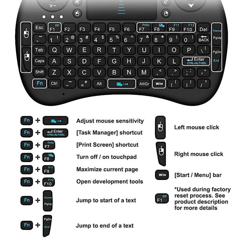 Bàn phím kiêm chuột mini cảm ứng không dây I8 cho Ps4, Google, Android, Tv Box, chơi game 8