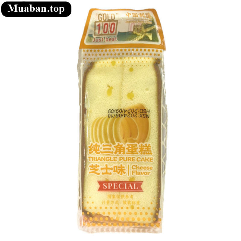 Bánh bông lan tươi tam giác vị phô mai GOLD100 gói 100g Bánh bông lan tươi tam giác vị phô mai GOLD100 gói 100g