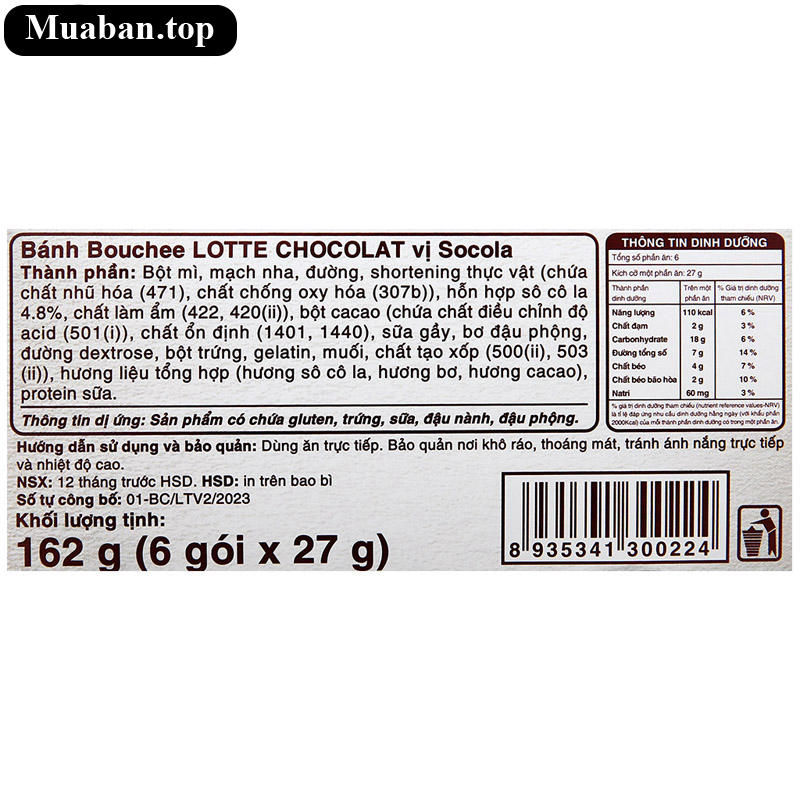 Bánh bouchee Lotte Chocolat socola hộp 162g 6 cái 8