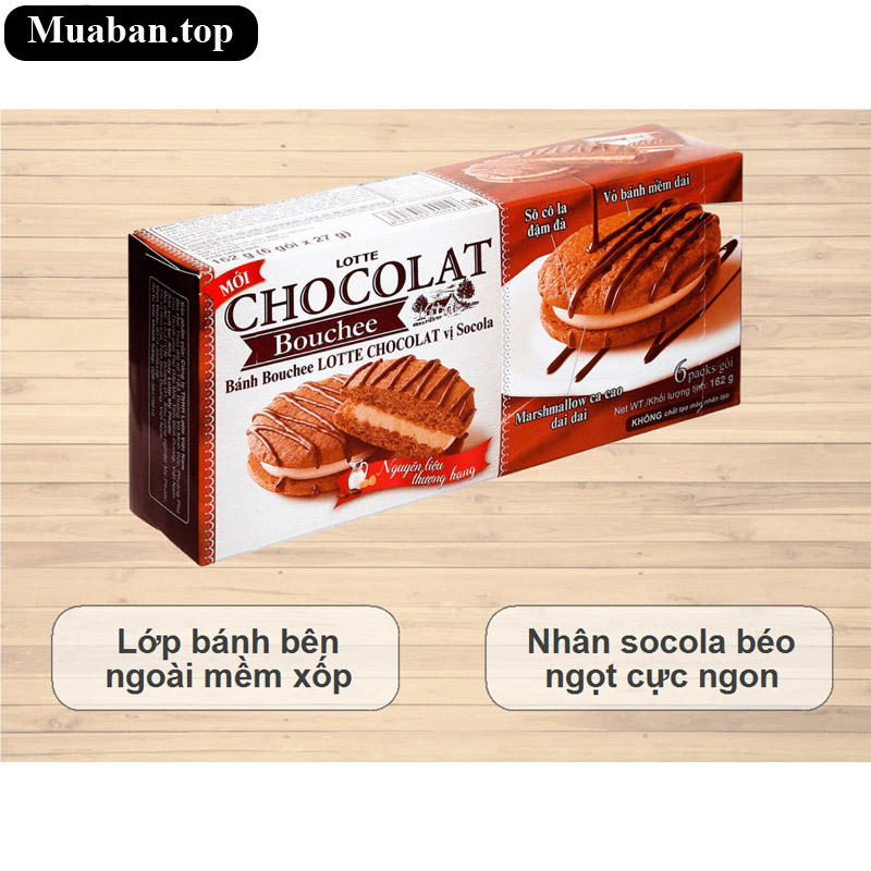 Bánh bouchee Lotte Chocolat socola hộp 162g 6 cái 9