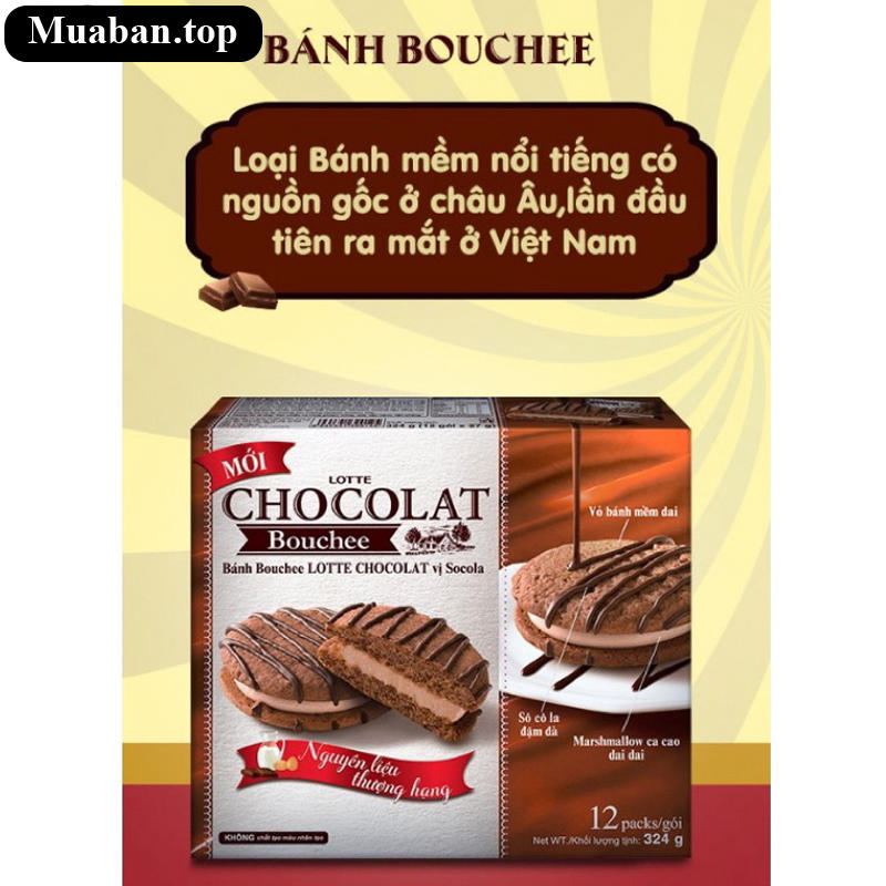 Bánh bouchee Lotte Chocolat socola hộp 324g 12 cái 2