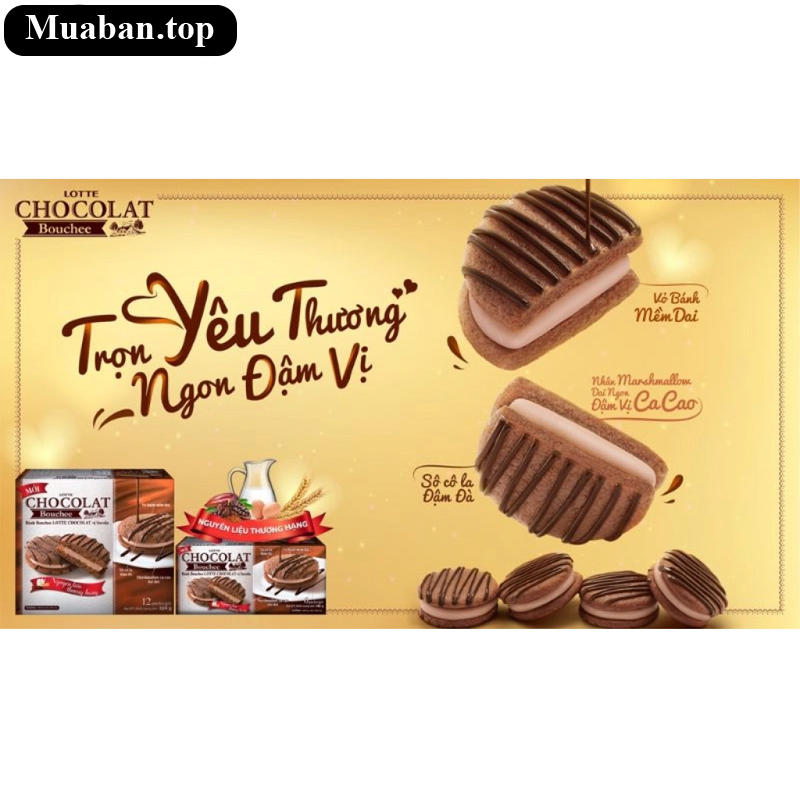 Bánh bouchee Lotte Chocolat socola hộp 324g 12 cái 4