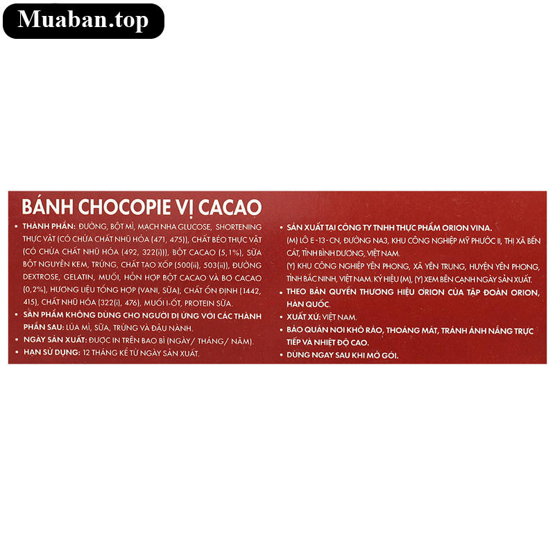 Bánh Choco pie Dark vị ca cao hộp 360g 12 cái 6
