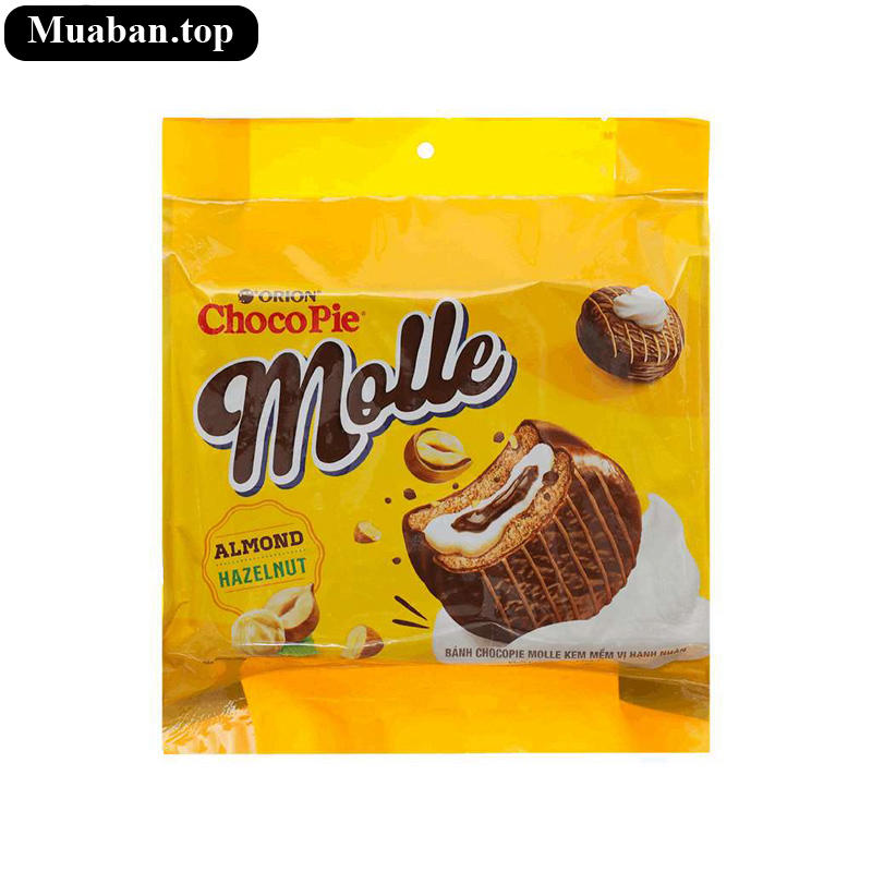 Bánh Choco pie Molle kem mềm vị hạnh nhân gói 184g 8 cái 1