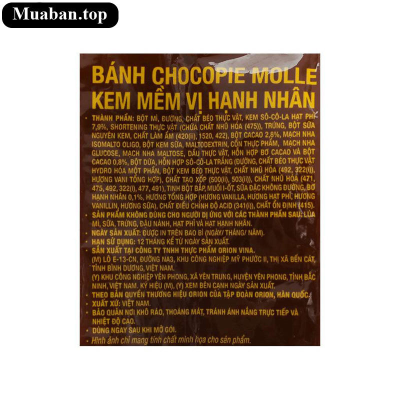 Bánh Choco pie Molle kem mềm vị hạnh nhân gói 184g 8 cái 3