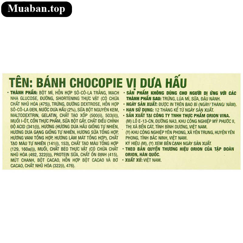 Bánh Choco pie vị dưa hấu hộp 12 cái 7