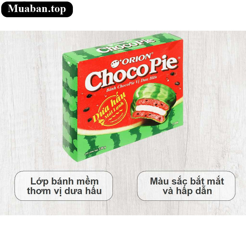 Bánh Choco pie vị dưa hấu hộp 12 cái 9