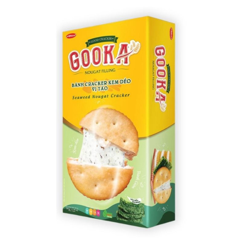 Bánh cracker kem dẻo vị tảo Bibica Gooka Nougat Filling hộp 180g